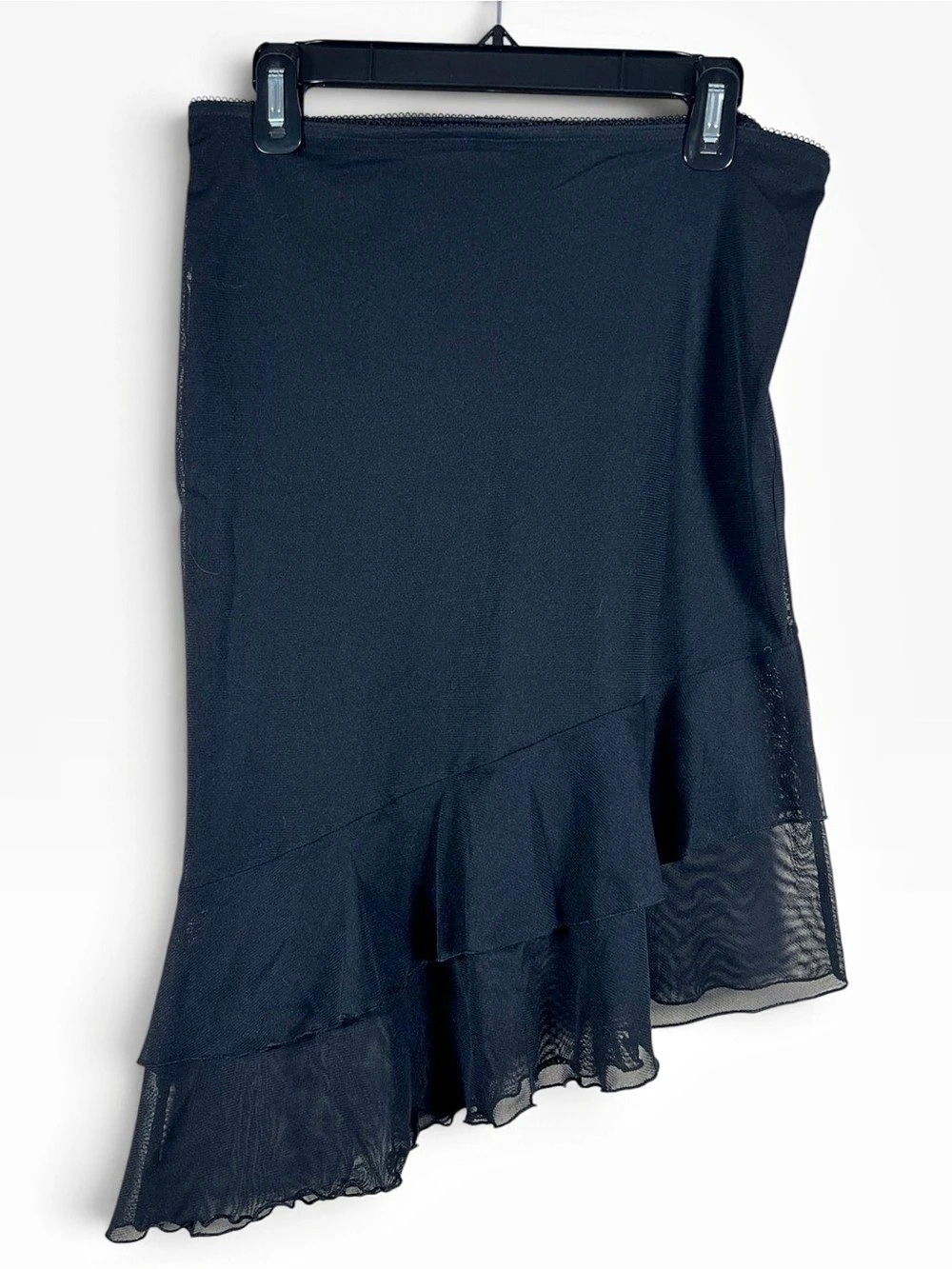 Vintage Orsay Womens Black Asymmetrical Mesh Skirt Size M Y2K Whimsigoth Witchy